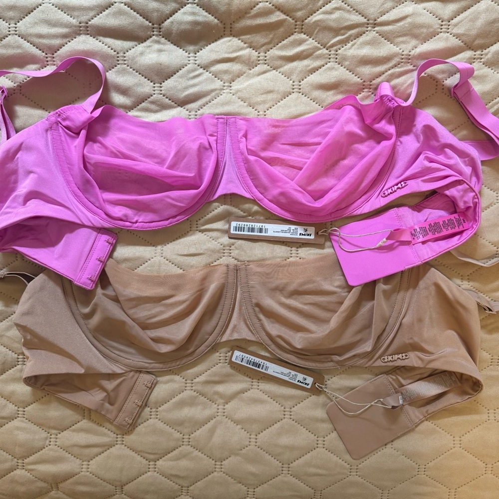 SKIMS Pink and Tan Bras